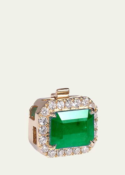 Nam Cho 18k Yellow Gold Diamond And Emerald Clip Pendant In Green