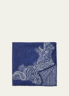 Brunello Cucinelli Men's Silk Double-faced Pocket Square In Blue