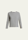 Kule The Modern Cotton Stripe Long-sleeve Turtleneck T-shirt In Navycream