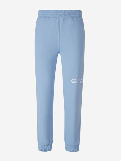 Givenchy Logo-print Cotton Track Trousers In Blue