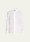 Brioni Men's Solid Linen Sport Shirt In White