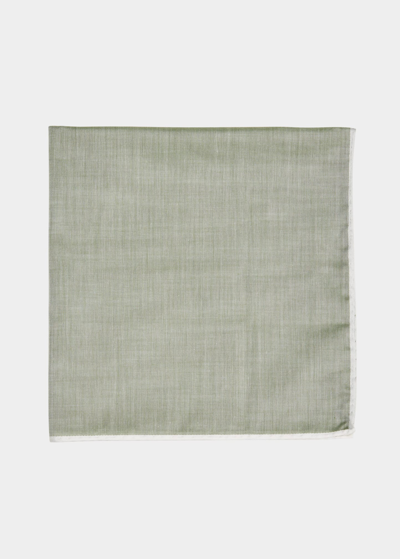 Simonnot Godard Men's Mineral Cotton Pocket Square In Green