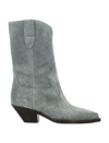 Isabel Marant Dahope Suede Western Booties In Sea Green