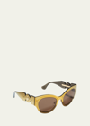 Versace Medusa Metal Cat-eye Sunglasses In Clear Brown