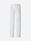 Jil Sander Straight Leg Arched-hem Cotton-linen Trousers In White