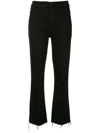 Mother The Insider Mid-rise Frayed Step-hem Stretch Crop Jeans In Black