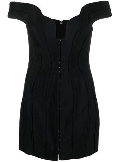Mugler Twill Corset Mini Dress In Black