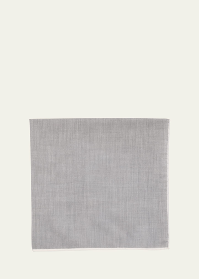 Simonnot Godard Men's Mineral Cotton Pocket Square In Grey