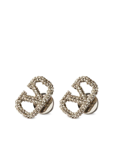 Valentino Garavani Vlogo Signature Crystal-embellished Earrings In Silver