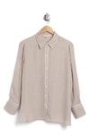 Max Studio Circle Stripe Long Sleeve Button-up Shirt In Beige/ White