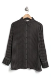 Max Studio Circle Stripe Long Sleeve Button-up Shirt In Black/ Cream Ring Geo