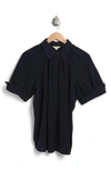 Max Studio Short Sleeve Blouse In Navy