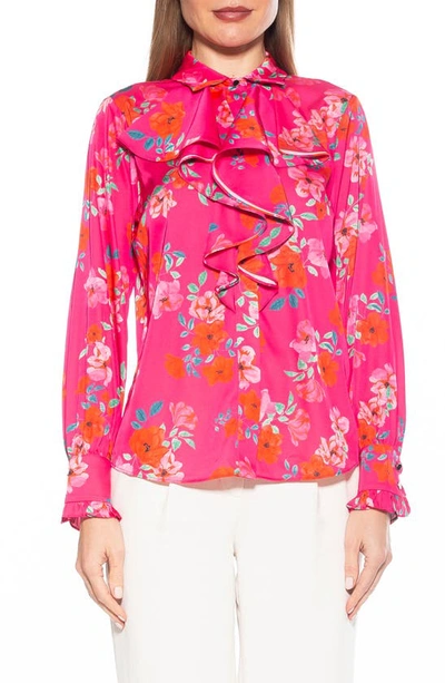 Alexia Admor Ruffle Point Collar Blouse In Pink Floral