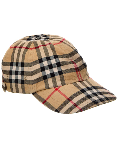 Burberry Check Baseball Cap In Beige