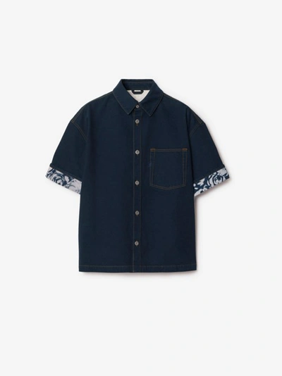 Burberry Heavyweight Denim Shirt In Indigo Blue