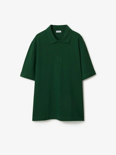 Burberry Logo-embroidered Cotton Polo Shirt In Green