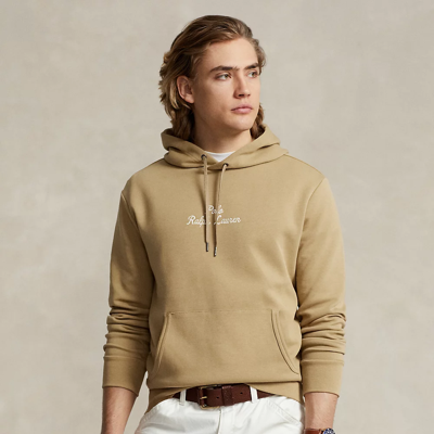 Ralph Lauren Logo Double-knit Hoodie In Desert Khaki