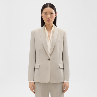 Theory Single-breasted Shawl-lapels Blazer In Pumice