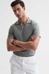 Reiss Jaxx - Sage Mercerised Open Collar Polo T-shirt, Uk 2x-large