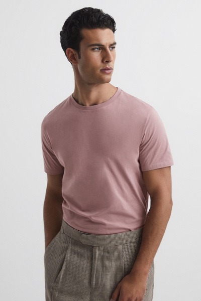 Reiss Mens Dusty Rose Bless Crewneck Cotton-jersey T-shirt