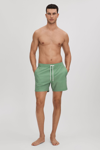 REISS SHAPE - BRIGHT GREEN/WHITE PRINTED DRAWSTRING SWIM SHORTS, L