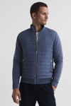 Reiss Flintoff - Airforce Blue Quilted Hybrid Jacket, M
