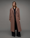 Allsaints James Wool Blend Longline Coat In Brown