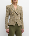 L Agence Marie Herringbone Double-breasted Blazer In Armyecru Herringb