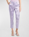 ETRO MID-RISE FLUID FLORAL BROCADE SKINNY-LEG ANKLE TROUSERS