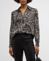 L AGENCE NINA PARIS BUTTON-FRONT SILK BLOUSE