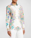 ETRO BOUQUET FLORAL-PRINT LONG-SLEEVE SLIM-FIT COTTON SHIRT