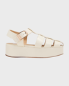 Gabriela Hearst Mila Leather Platform Fisherman Sandals In Cream