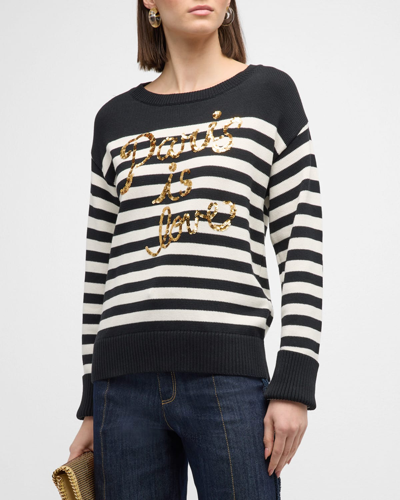 CINQ À SEPT PARIS IS LOVE SEQUIN FRENCH TERRY SWEATSHIRT