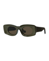 Loewe Paula's Ibiza Rectangle Sunglasses, 49mm In Black/brown Solid