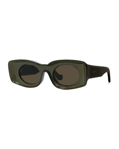 Loewe Paula's Ibiza Rectangle Sunglasses, 49mm In Black / Green