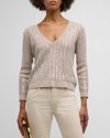 L AGENCE TRINITY SEQUIN CABLE-KNIT SWEATER