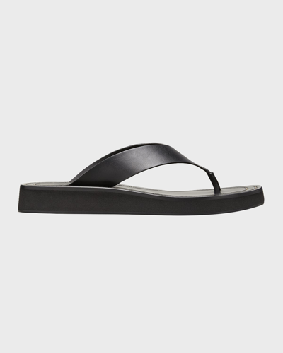 The Row Ginza Flip-flop Smooth Calfskin Sandals In Black