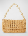 Btb Los Angeles Shiloh Pearly Flap Shoulder Bag In Natural