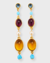 BEN-AMUN GOLD POST EARRINGS WITH MULTI-STONE DROPS