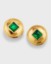 BEN-AMUN 24K GOLD AND EMERALD CLIP-ON EARRINGS