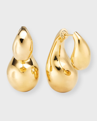 Bottega Veneta Double Drop Front/back Earrings In Yellow Gold