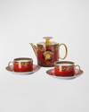 VERSACE MEDUSA RED MODERN 5-PIECE TEA SET