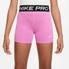 Nike Pro Big Kids' (girls') Shorts In Black/white/playful Pink