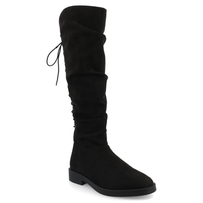 Journee Collection Women's Mirinda Wide Calf Rouched Stretch Knee High Boots In Black