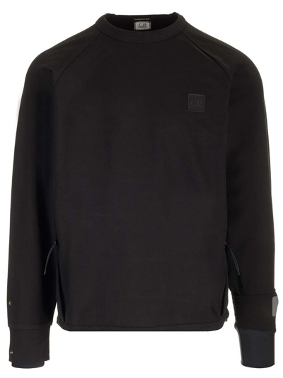 C.p. Company Logo Patch Sleeved Sweatshirt In Black