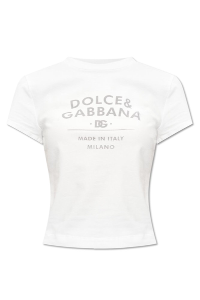 Dolce & Gabbana Logo Printed Jersey T In White