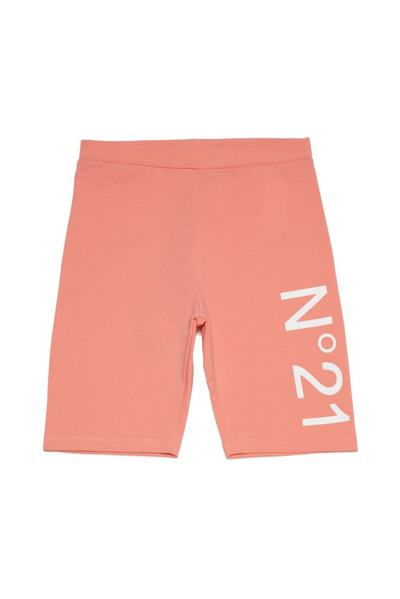N°21 Kids Logo Printed Shorts In Orange