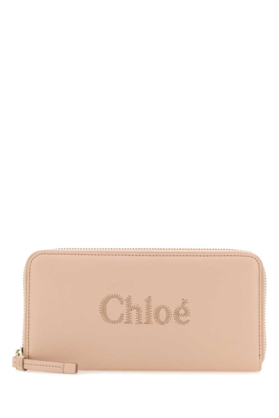 Chloé Sense Zipped Long Wallet In Beige