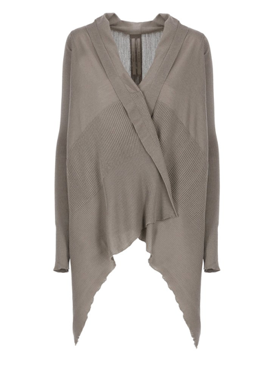 Rick Owens Asymmetric Knit Cardigan In Grey