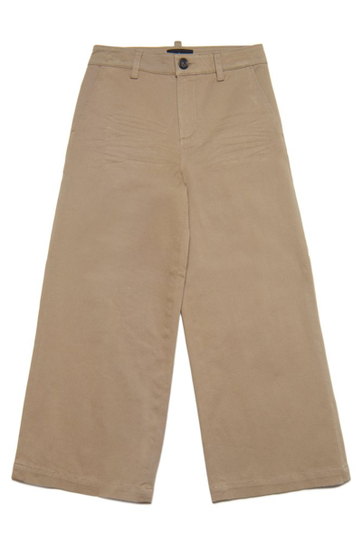 Dsquared2 Kids' Wide-leg Trousers In Neutrals